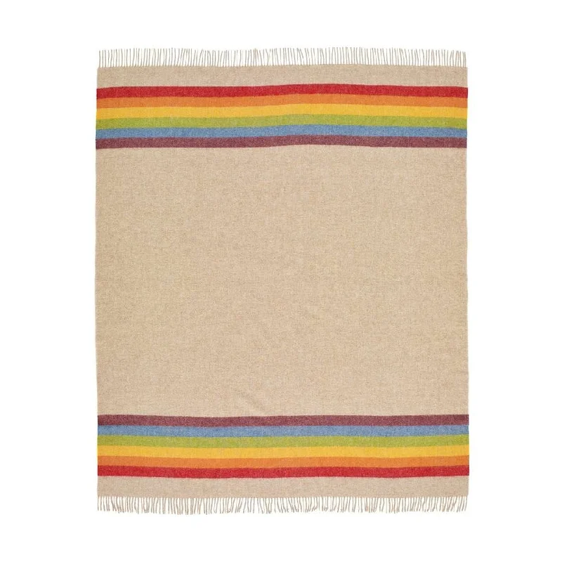 organic jersey throw-Pride Beige Multi, Shetland Pure New Wool Throw Blanket