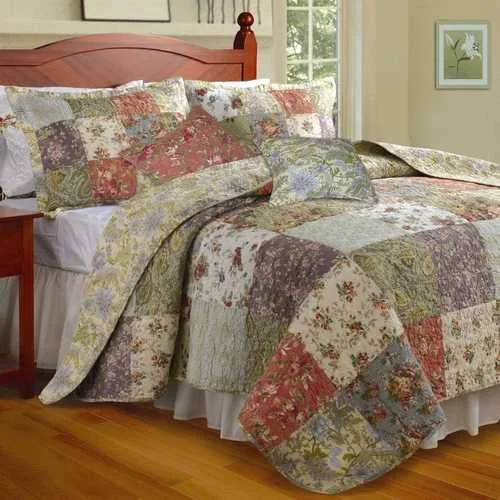 soft tencel sheets-Full / Queen size 100% Cotton Floral Paisley Reversible Quilt Set