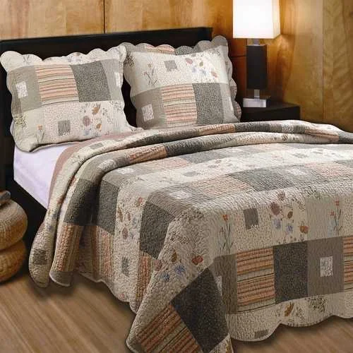 thick wool comforter-Full / Queen 100% Cotton Quilt Set w/ 2 Shams Southwest Wildflowers