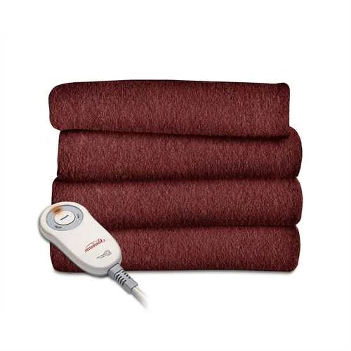 organic flannel duvet cover-Garnet Red Soft Warm Fleece Electric Heated Throw Blanket