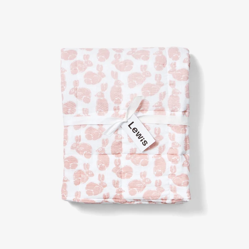 soft tencel bedspread-Quilted Baby Blanket - Bunny | Blush