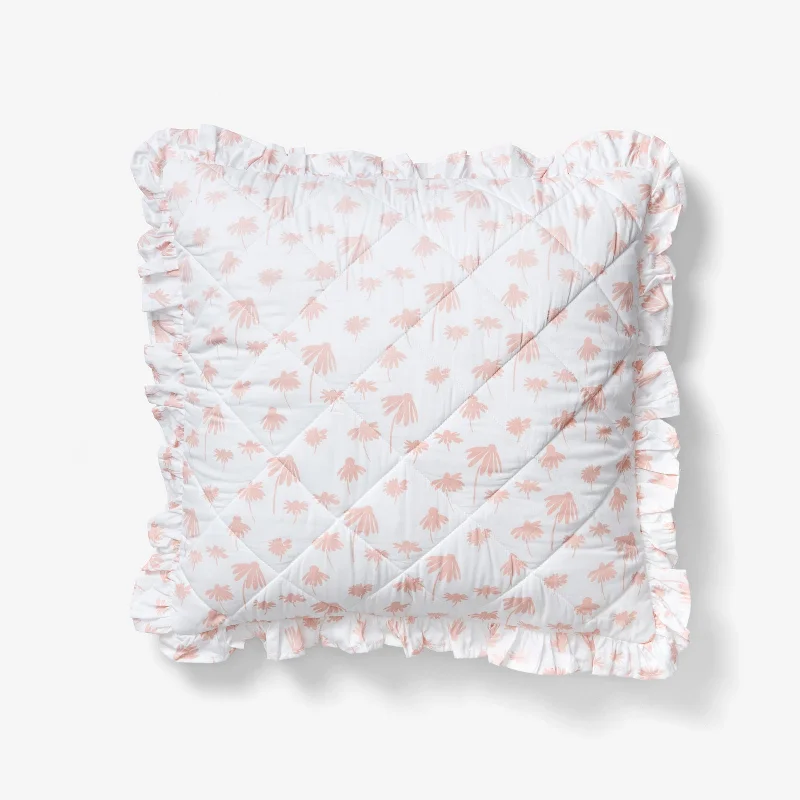 cozy flannel bed set-Ruffle Pillow Sham - Echinacea | Blush