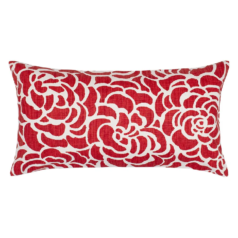 organic jersey quilt-Red Peony Throw Pillow