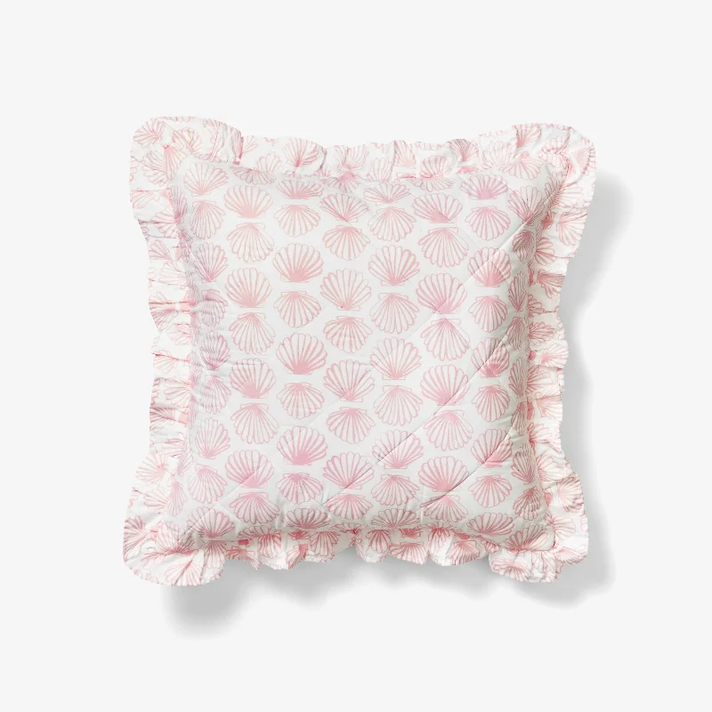 plush linen pillowcase-Ruffle Pillow Sham - Scallop | Blush