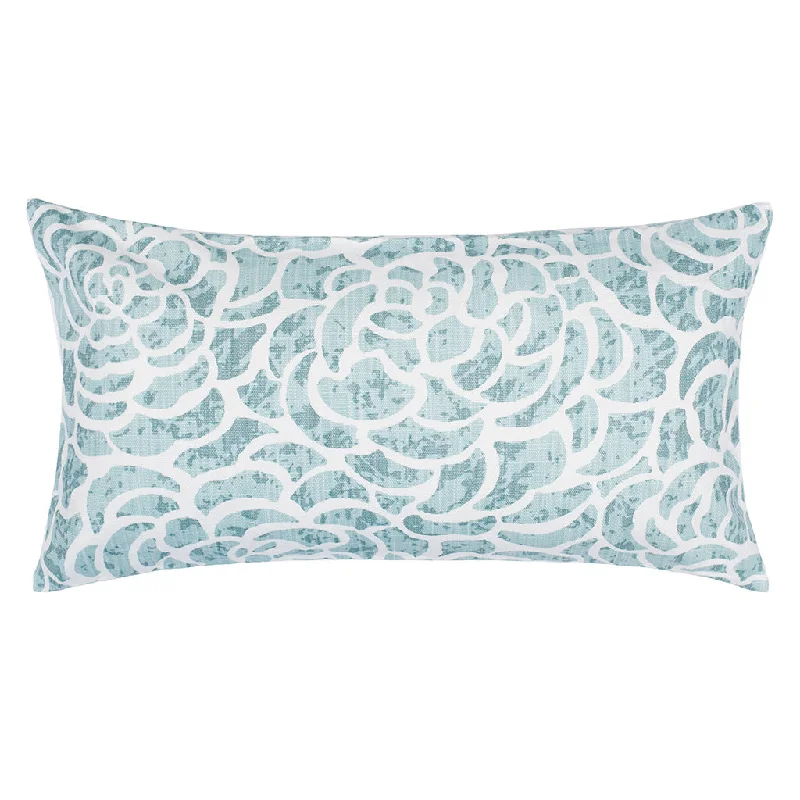 cozy flannel bed set-Seafoam Peony Throw Pillow