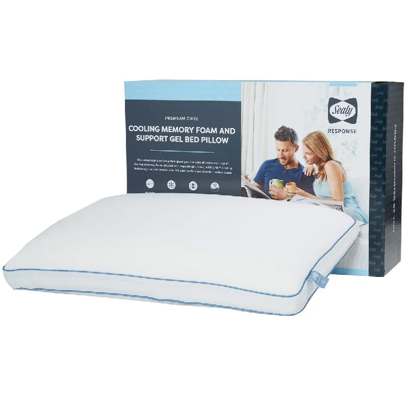 soft microfiber bed set-Sealy® Response Cooling Memory Foam And Support Gel Bed Pillow