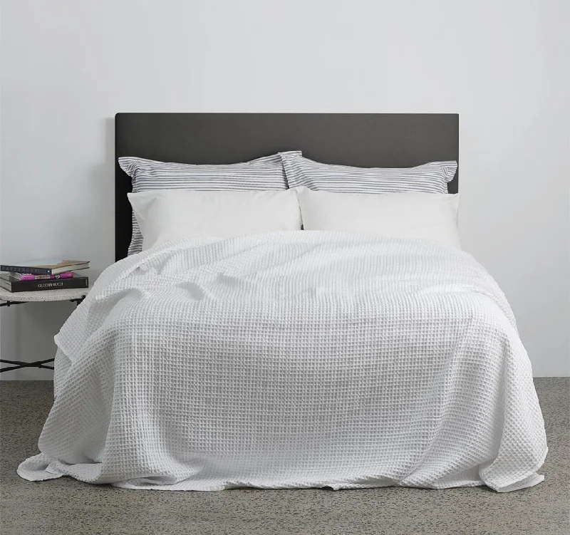 lightweight silk pillow-Premier Waffle Blanket Range White