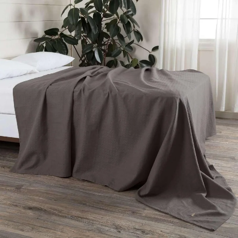 breathable cotton throw-Serenity Grey Cotton Woven Blanket VHC Brands