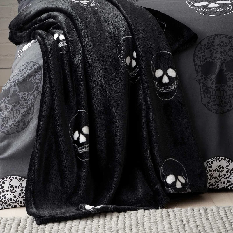 organic flannel blanket-Skulls Fleece Throw