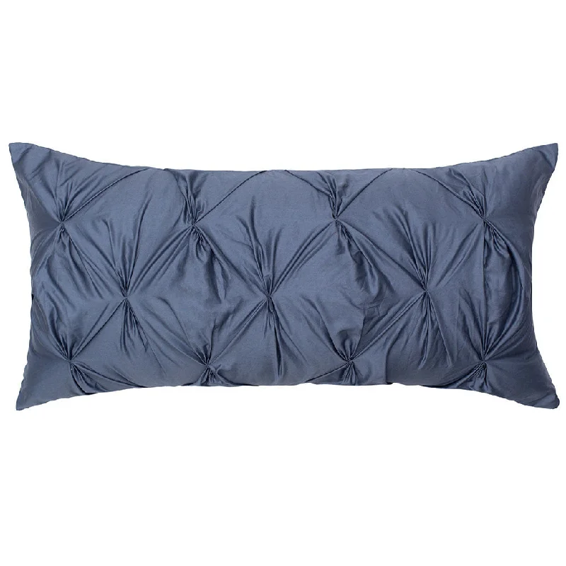 cozy jersey quilt-Slate Blue Pintuck Throw Pillow