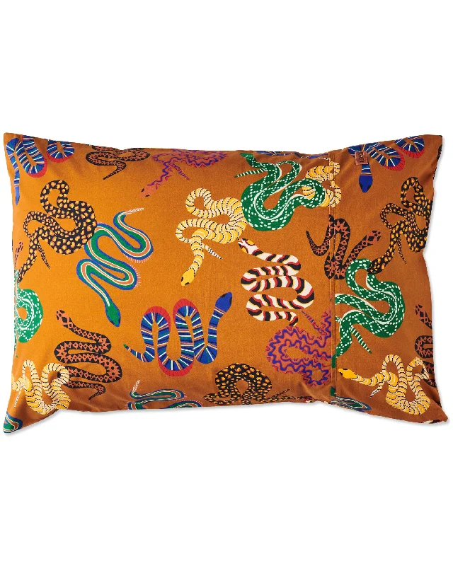 modern floral bed set-Snake Pit Organic Cotton Pillowcase