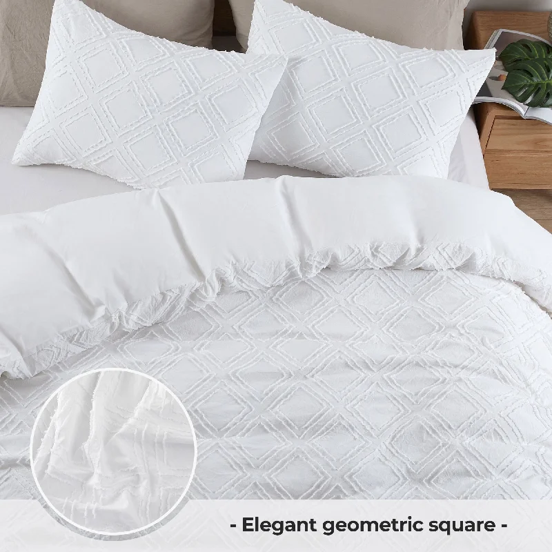 minimalist beige duvet-Soft Microfiber Clipped Duvet Cover & Pillowcase Set