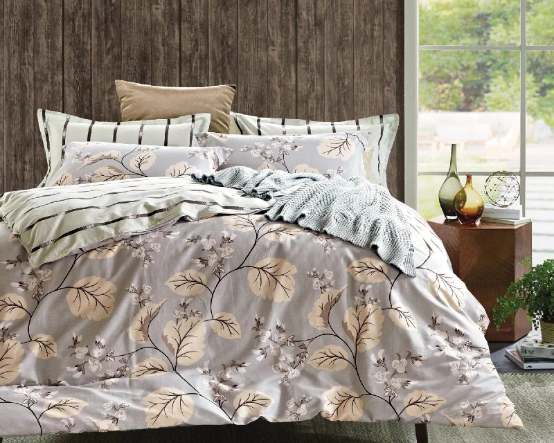 organic flannel duvet cover-Botanical Prints 3 Piece 100% Cotton Bedding Set: Duvet Cover and Two Pillow Shams