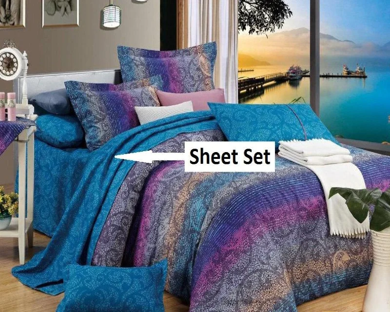 cozy jersey quilt-Fantasia 100% Cotton Sheet Set: Fitted Sheet, Flat Sheet and Two Pillowcases