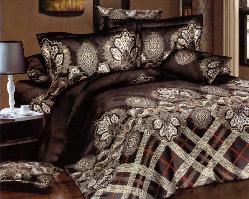 thick linen blanket-Paisley 3 Piece Luxury 100% Cotton Bedding Set: Duvet Cover and Pillowcases (Black)