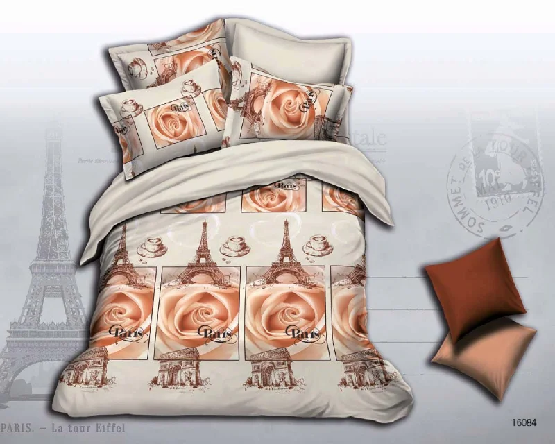 plush microfiber quilt-Paris and Roses 3-Piece Microfiber Bedding Set: Duvet Cover and Pillow Shams