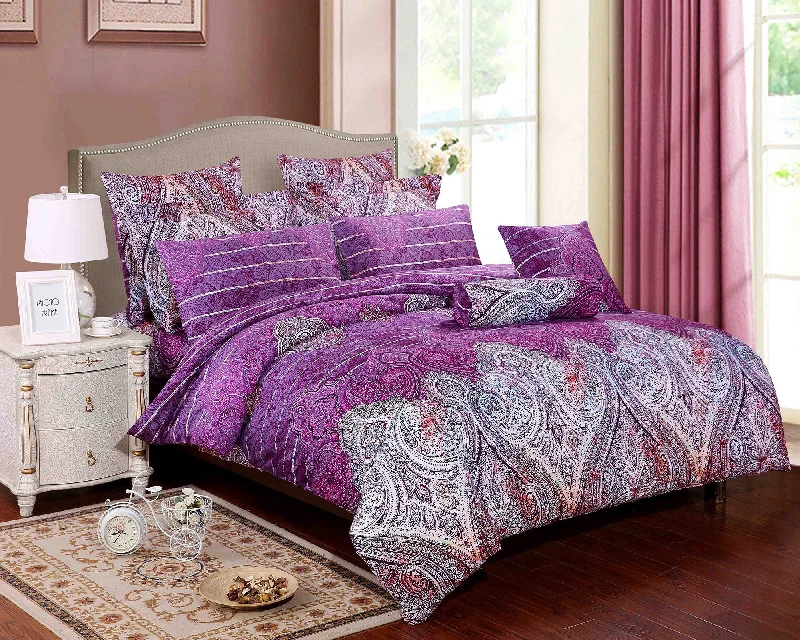 hand-stitched silk quilt-Royal Paisley 3-Piece Microfiber Bedding Set: Duvet Cover and Pillow Shams