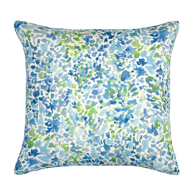 plush fleece pillow-The Blue and Green Garden Watercolor Square Throw Pillow