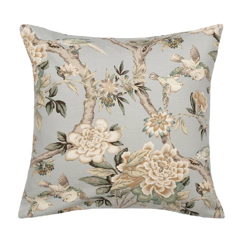 soft percale comforter-The Blue Garden Birds Square Throw Pillow