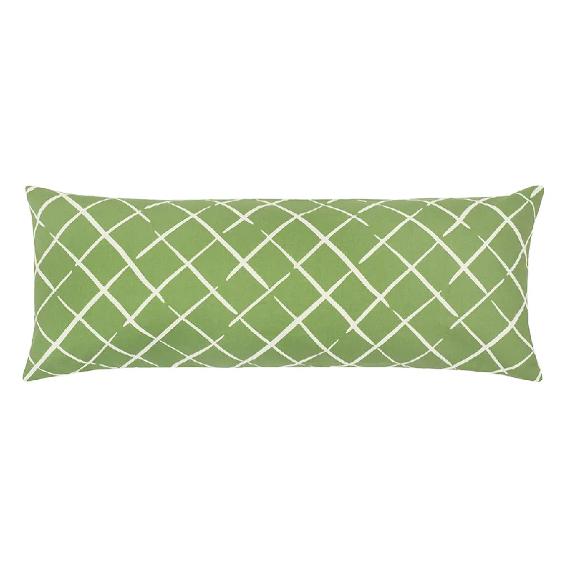 breathable silk bedspread-The Green Diamonds Extra Long Lumbar Throw Pillow