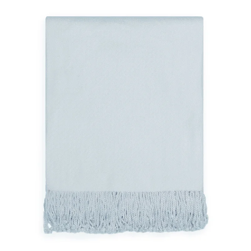 cooling cotton bed topper-The Light Blue Fringed Throw Blanket