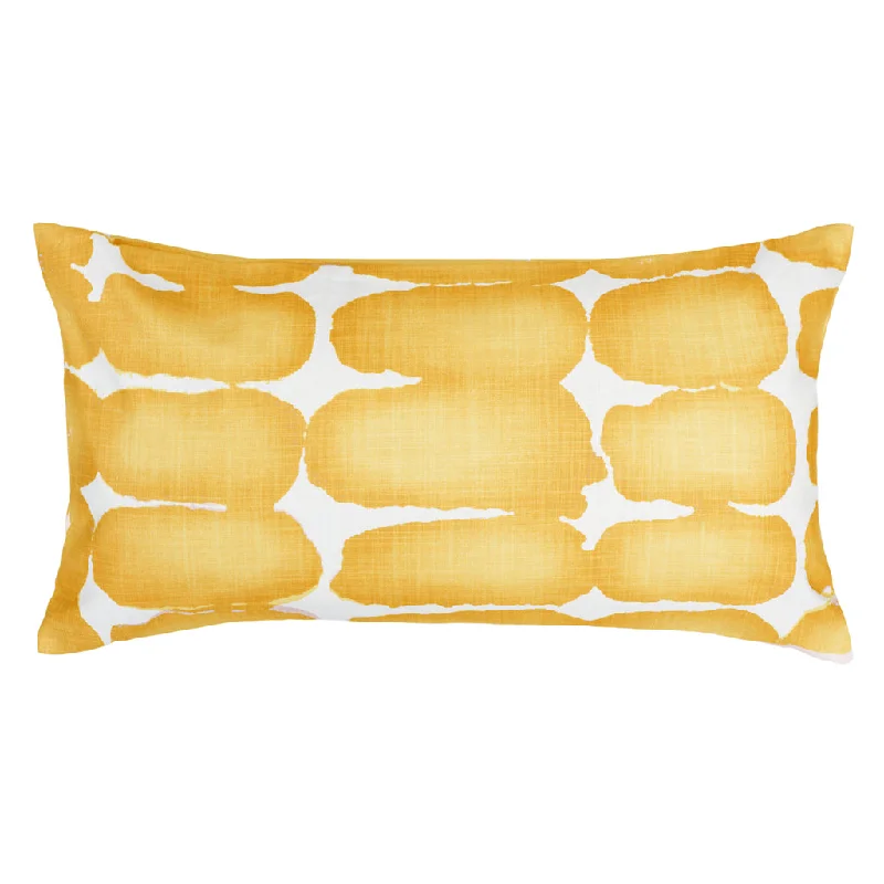 cozy cotton bed set-The Mustard Shibori Brush Throw Pillow