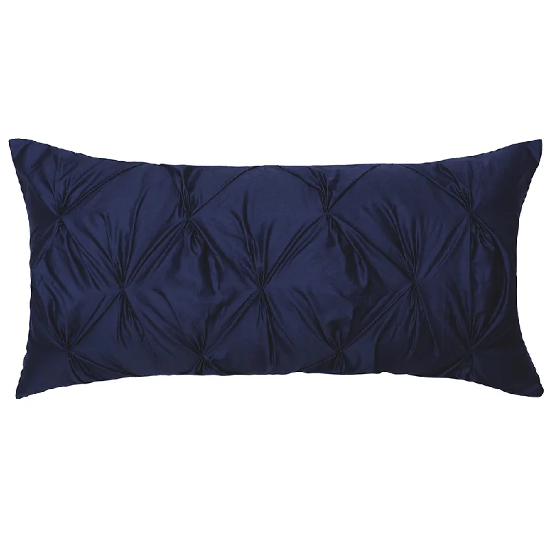 hypoallergenic wool duvet-The Navy Blue Pintuck Throw Pillow