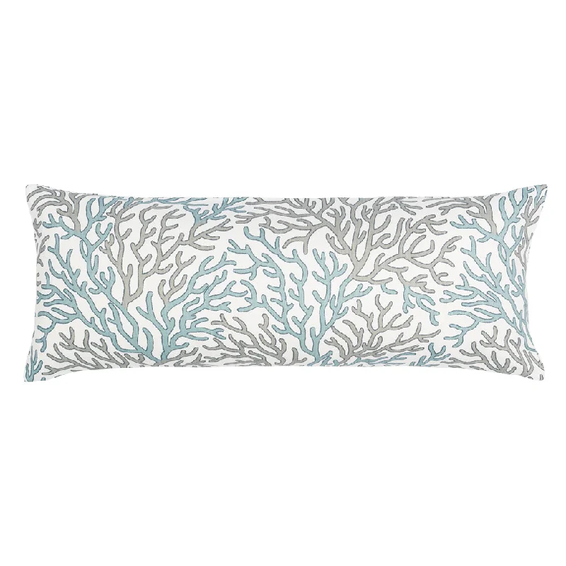 breathable cotton quilt-The Sea Glass and Beige Reef Extra Long Lumbar Throw Pillow