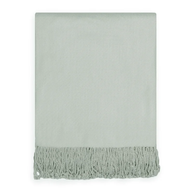 thick wool comforter-The Seafoam Green Fringed Throw Blanket