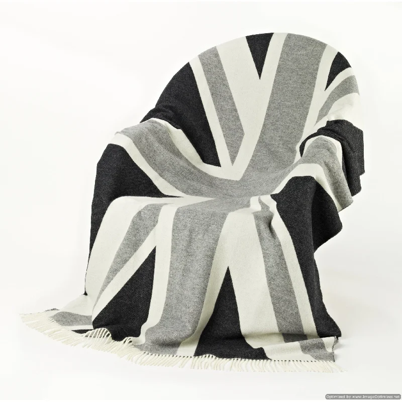 soft silk sheets-The Union Jack - Merino Lambswool Throw Blankets - Bronte Moon