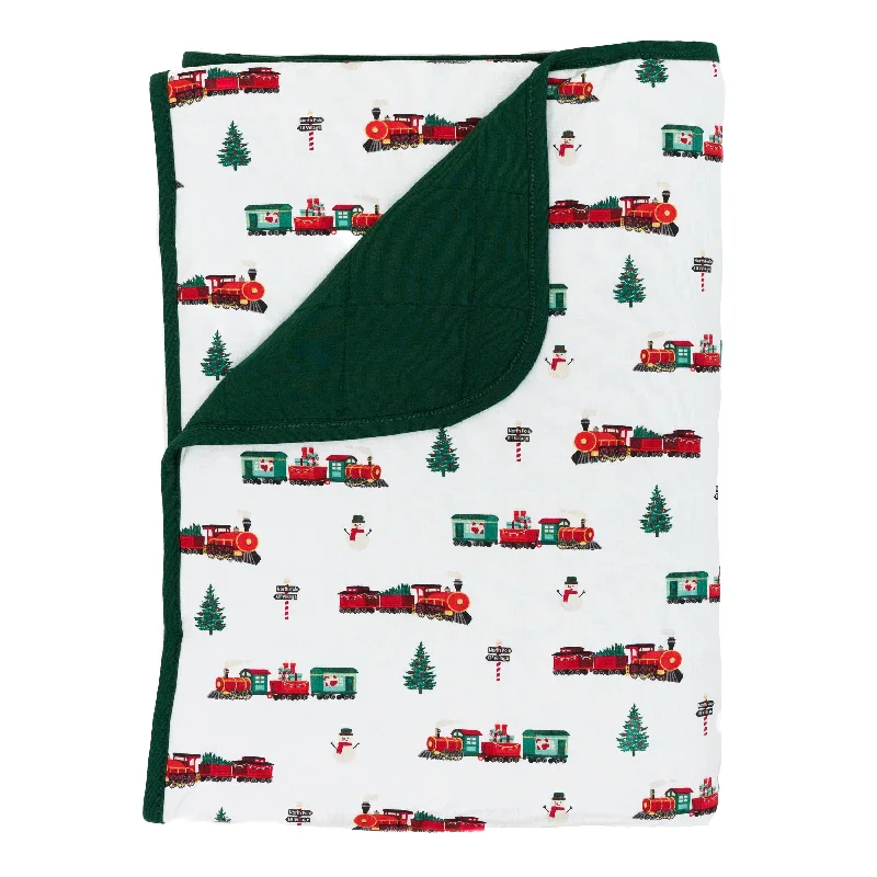 hypoallergenic percale sheets-Toddler Blanket in Holiday Train 1.0