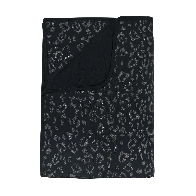 modern polka dot blanket-Toddler Blanket in Midnight Leopard 1.0