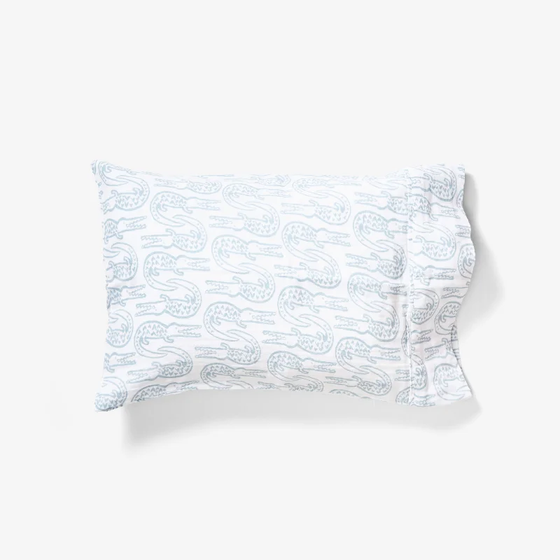 silky cotton bedspread-Toddler Pillowcase - Alligator | Bay Blue