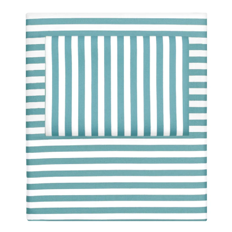 cooling cotton bed topper-Turquoise Striped Sheet Set (Fitted, Flat, & Pillow Cases)