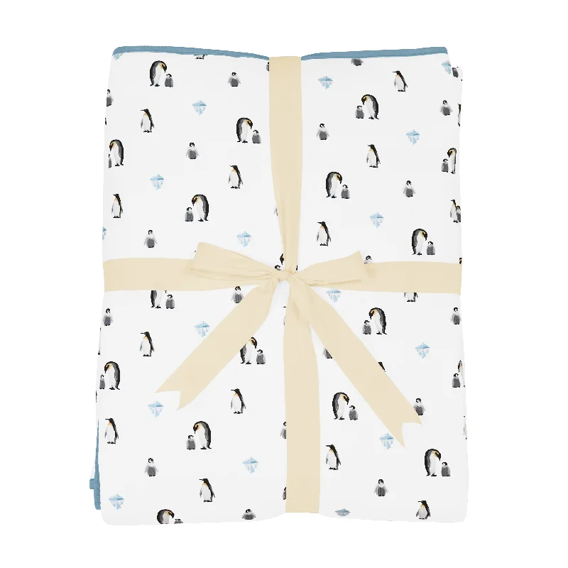 handwoven cotton comforter-Youth Blanket in Penguin 2.5